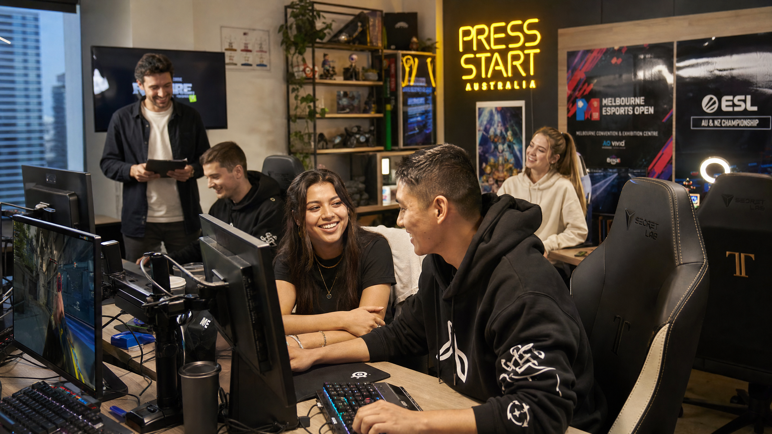 UltraRaid team working in a modern gaming office in Australia